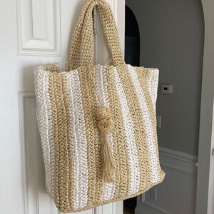 New w Tag: Mark & Graham Cabana Striped Straw Tote